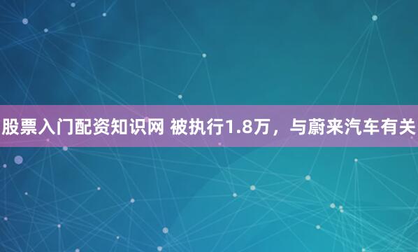 股票入门配资知识网 被执行1.8万，与蔚来汽车有关